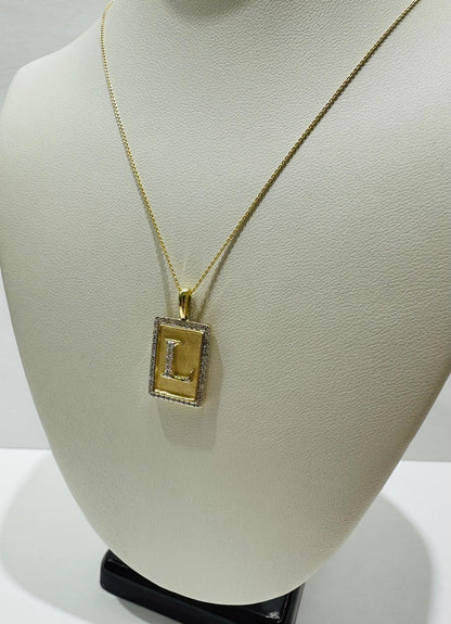 10K GOLD INTIAL LETTER "L" PENDANT DIAMOND SET- 0.25CT