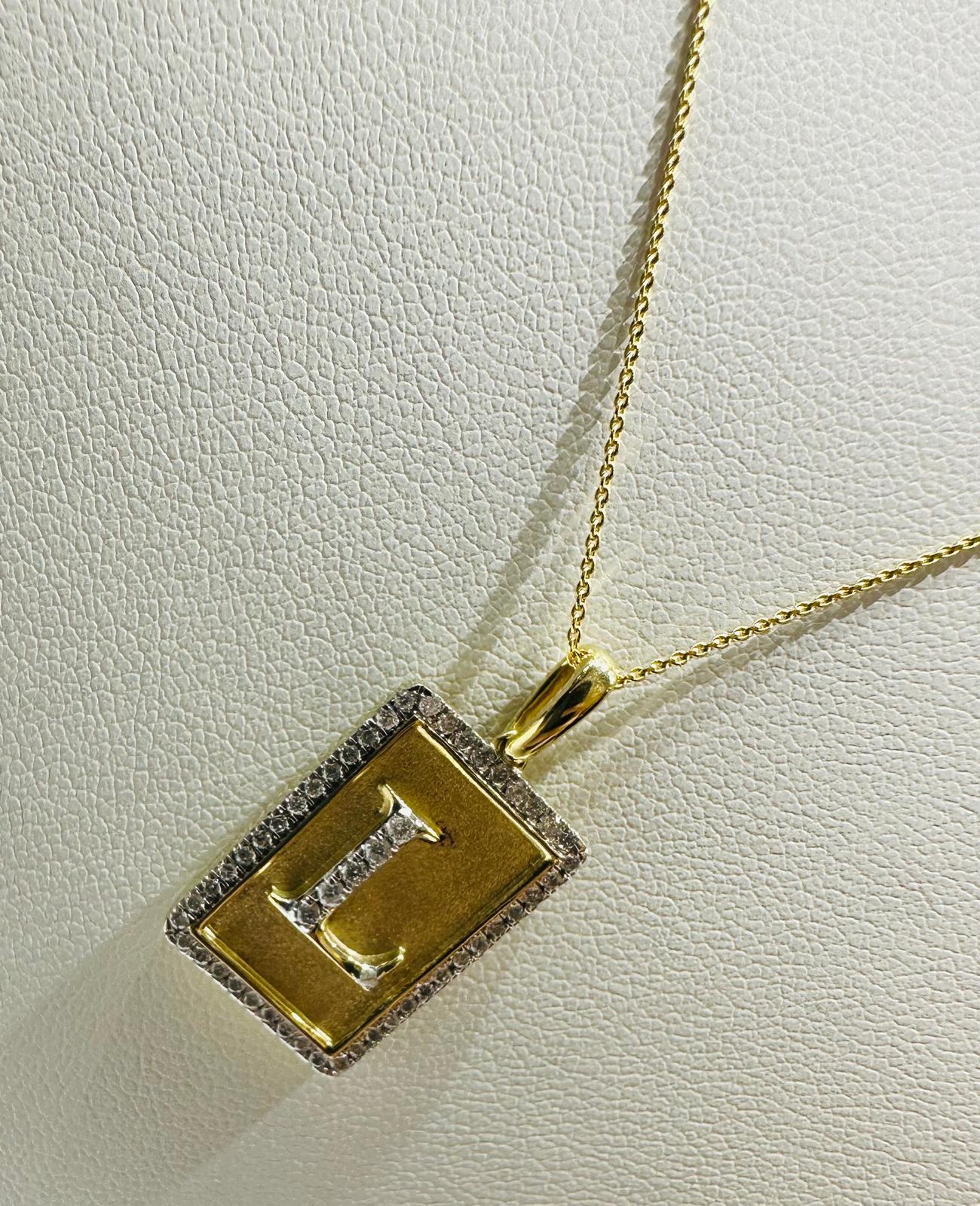 10K GOLD INTIAL LETTER "L" PENDANT DIAMOND SET- 0.25CT