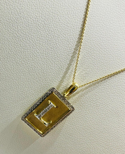 10K GOLD INTIAL LETTER "L" PENDANT DIAMOND SET- 0.25CT