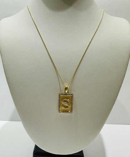 10K GOLD INTIAL LETTER "S" PENDANT DIAMOND SET- 0.25CT