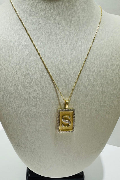 10K GOLD INTIAL LETTER "S" PENDANT DIAMOND SET- 0.25CT