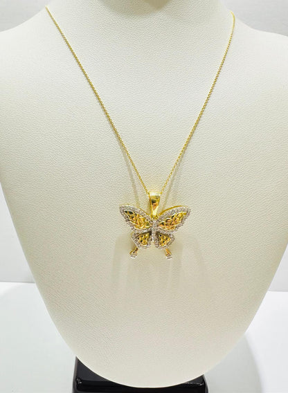 10K GOLD BUTTERFLY PENDANT DIAMOND SET- 0.25CT