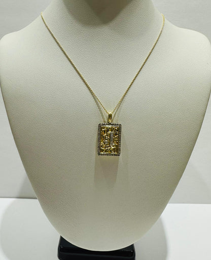 10K GOLD INTIAL LETTER "J" PENDANT DIAMOND SET- 0.25CT