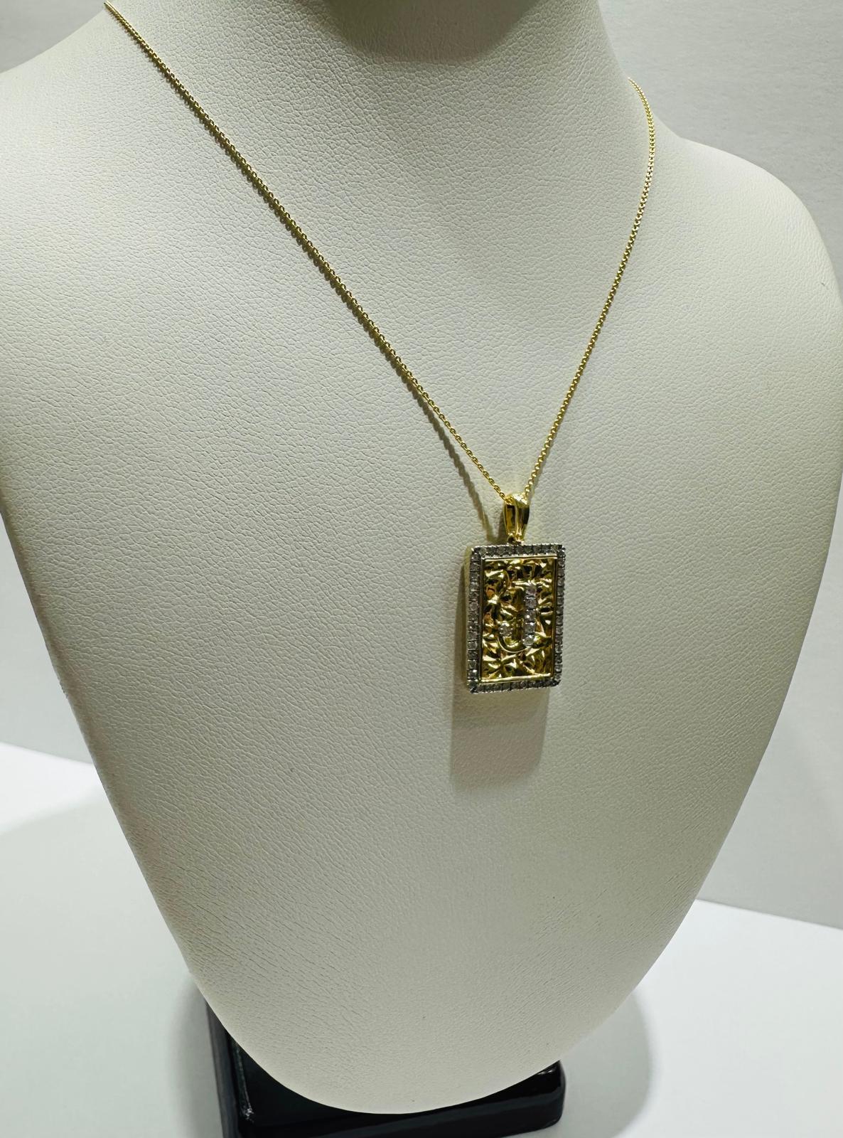 10K GOLD INTIAL LETTER "J" PENDANT DIAMOND SET- 0.25CT
