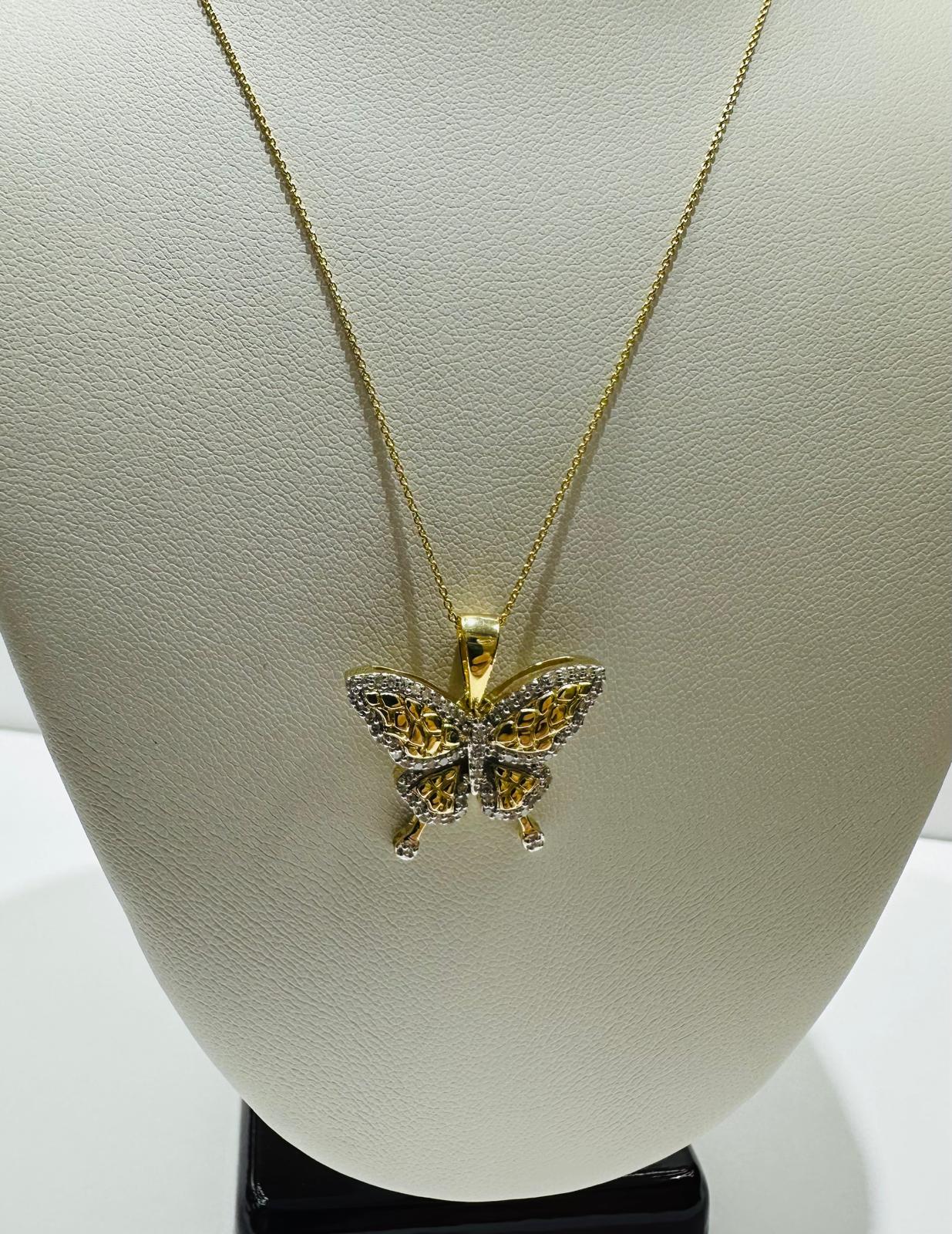 10K GOLD BUTTERFLY PENDANT DIAMOND SET- 0.25CT