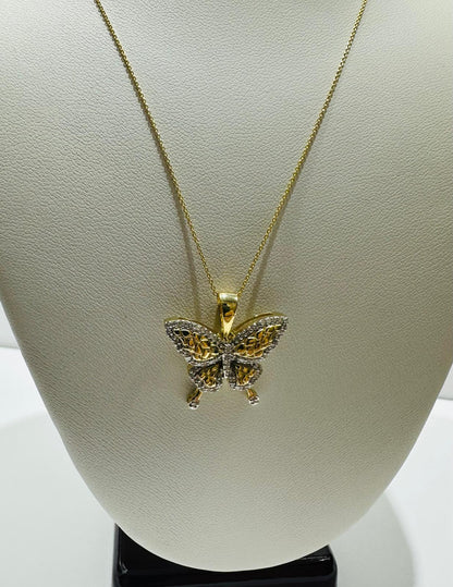 10K GOLD BUTTERFLY PENDANT DIAMOND SET- 0.25CT