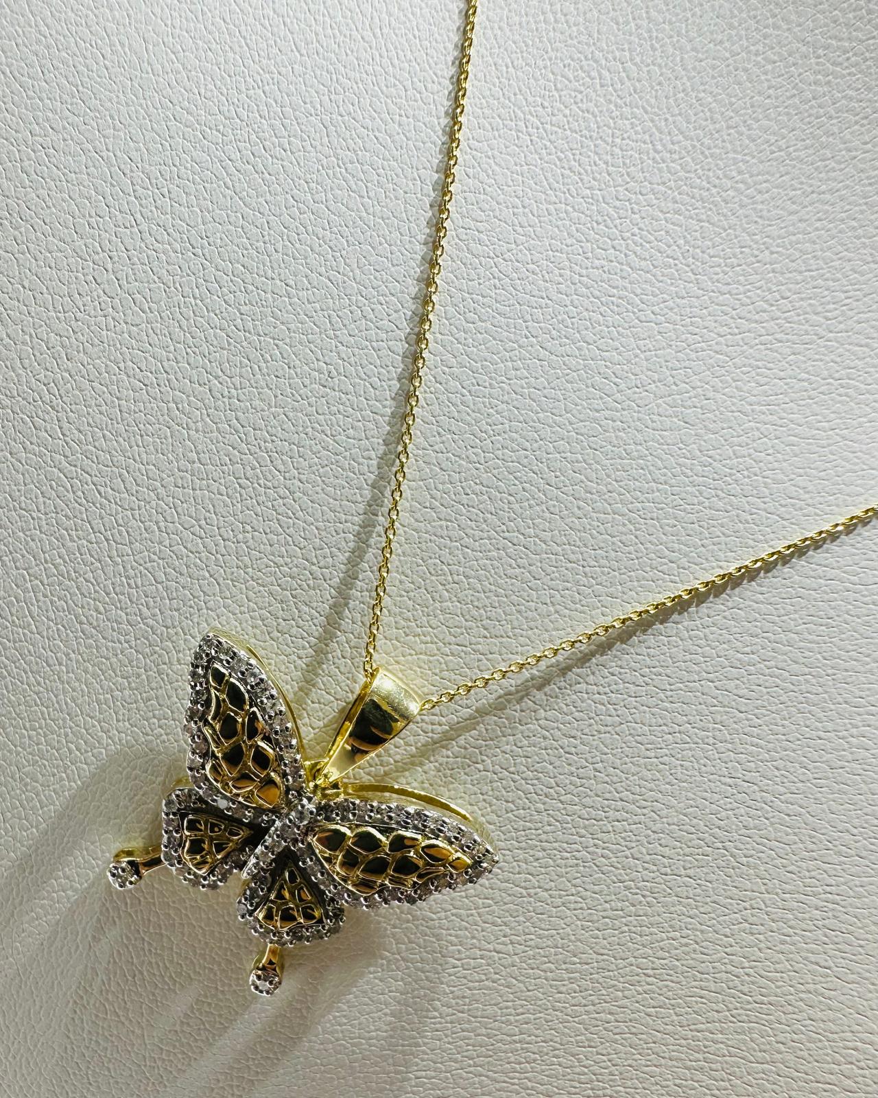 10K GOLD BUTTERFLY PENDANT DIAMOND SET- 0.25CT