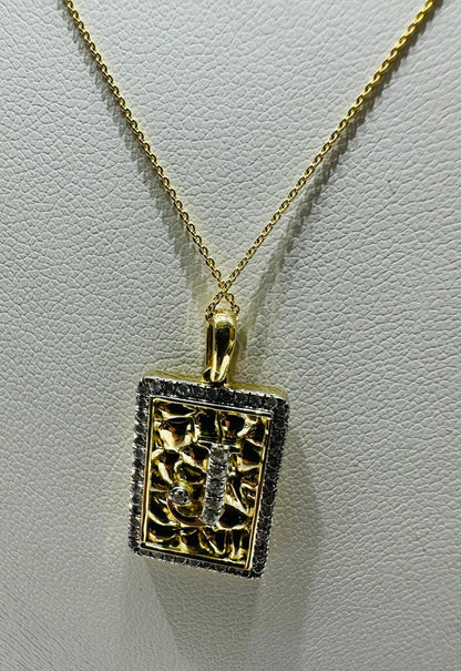 10K GOLD INTIAL LETTER "J" PENDANT DIAMOND SET- 0.25CT