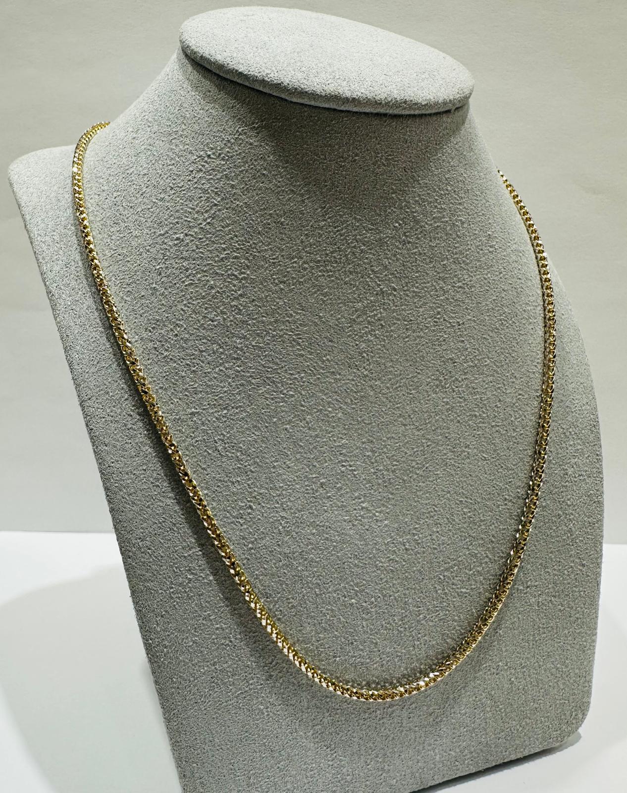 10K GOLD DIAMOND CUT FRANCO LINK CHAIN- 11.1gm  22"