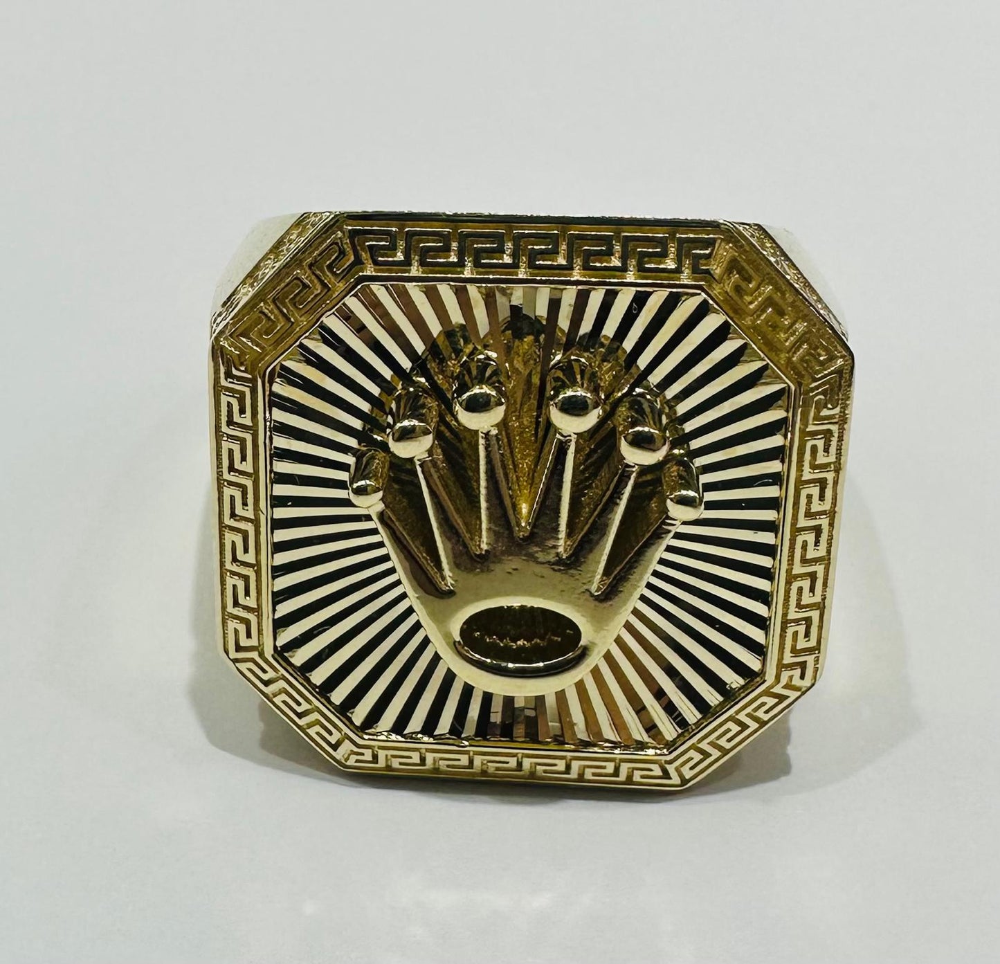 10K GOLD ROLEX RING WITH WHITE SAPPHIRE- WEIGHT: 11.2gm