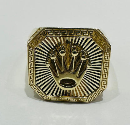 10K GOLD ROLEX RING WITH WHITE SAPPHIRE- WEIGHT: 11.2gm