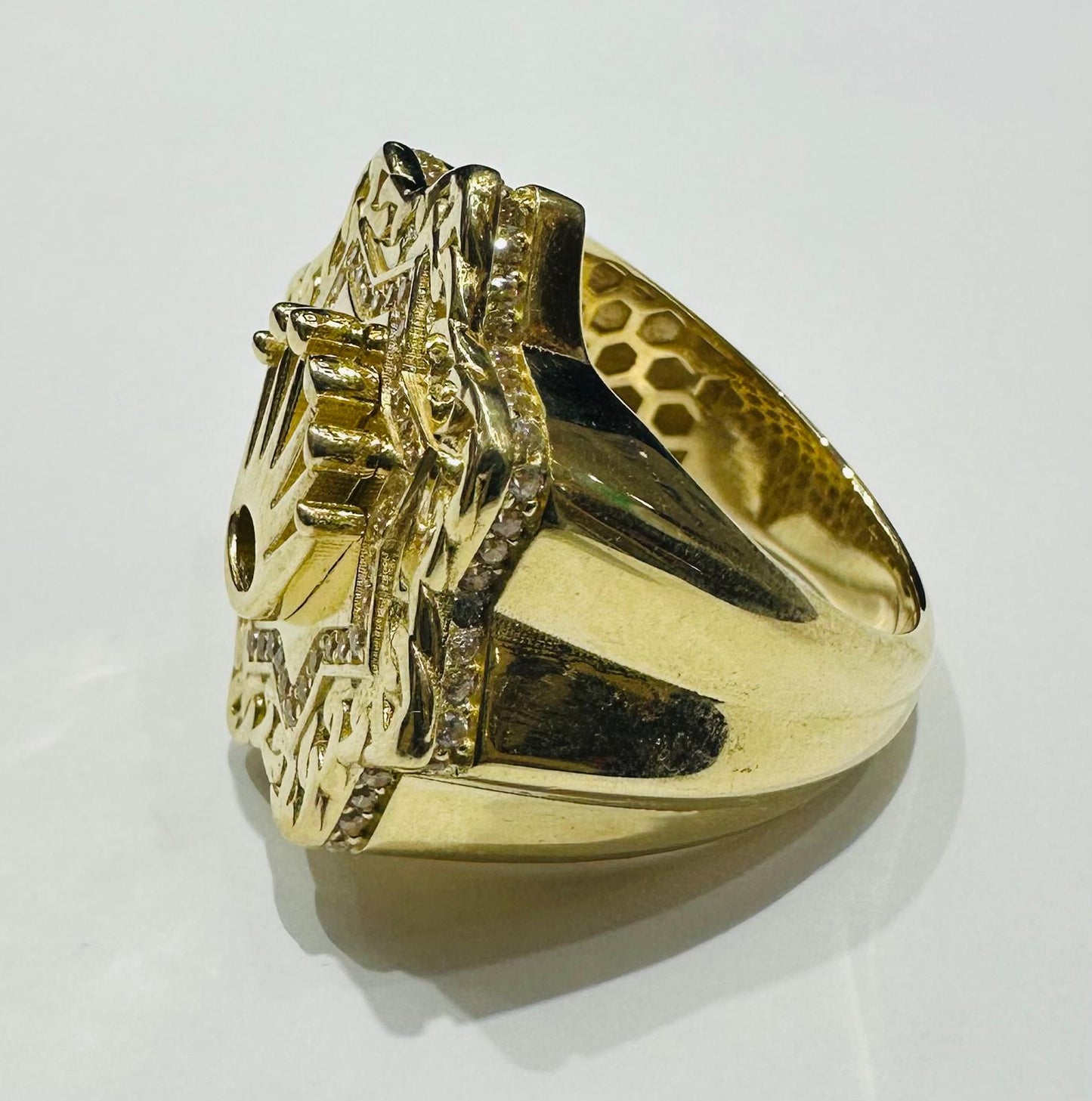 10K GOLD ROLEX RING WITH WHITE SAPPHIRE- WEIGHT: 12.9gm