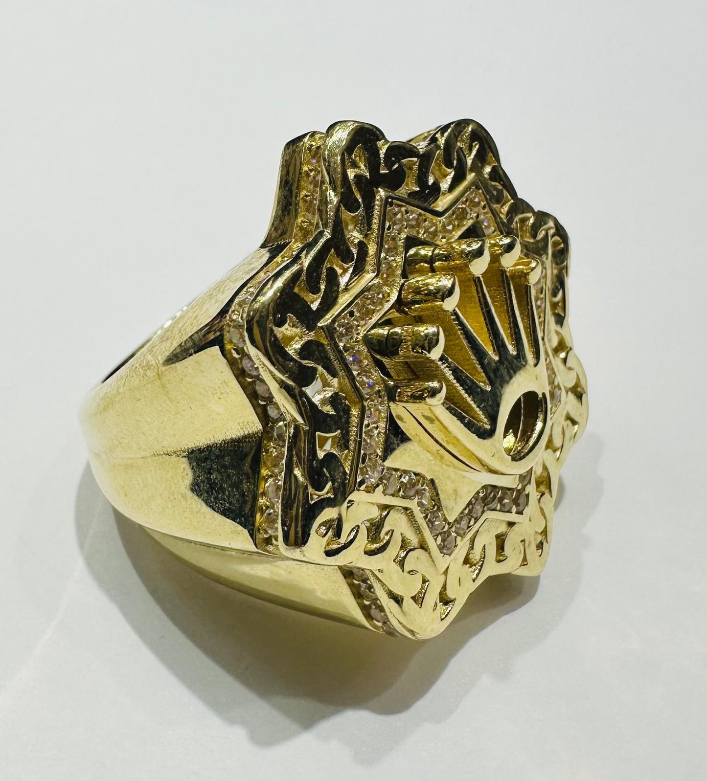 10K GOLD ROLEX RING WITH WHITE SAPPHIRE- WEIGHT: 12.9gm