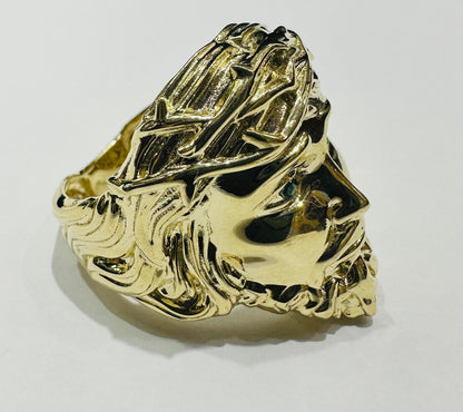 10K GOLD JESUS RING WITH CZ STONES- WEIGHT: 11.8gm