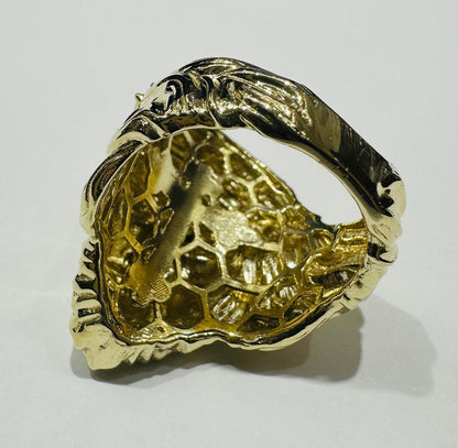 10K GOLD JESUS RING WITH CZ STONES- WEIGHT: 11.8gm