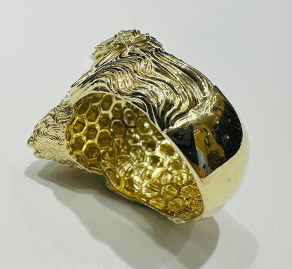 10K GOLD JESUS RING WITH CZ STONES- WEIGHT: 9.8gm