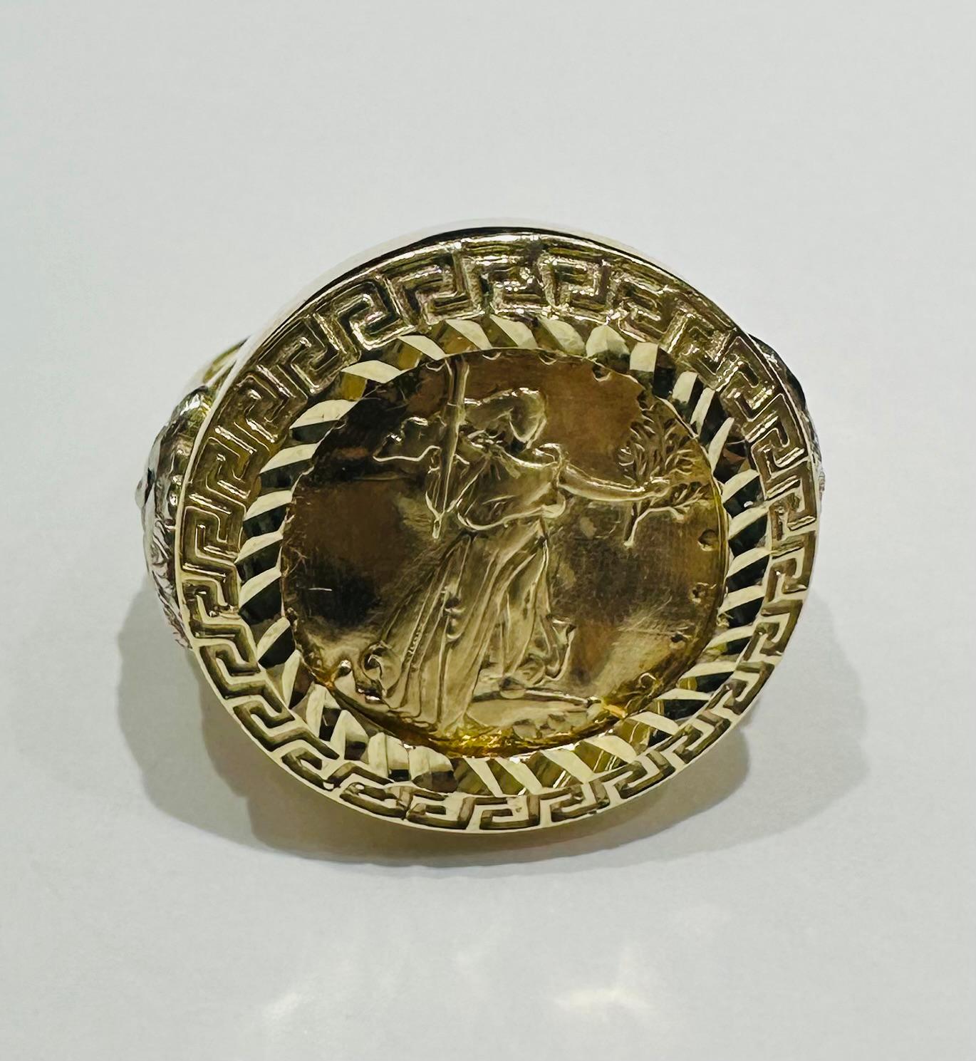 10K GOLD LIBERTY COIN RING- WEIGHT: 7.4gm
