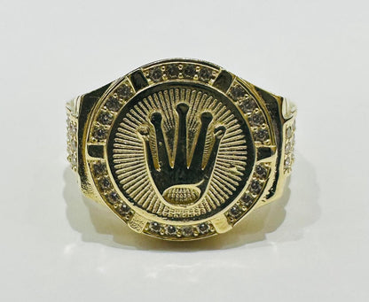 10K GOLD ROLEX RING WITH WHITE SAPPHIRE- WEIGHT: 7.4gm