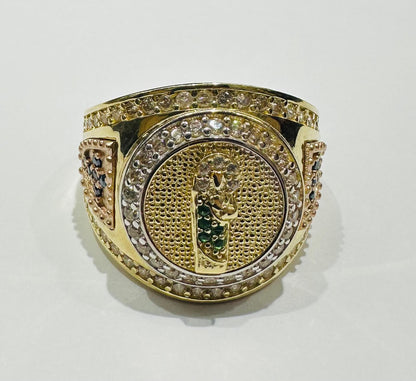 10K GOLD SAINT JUDE RING WITH CZ STONES- WEIGHT: 7.5gm