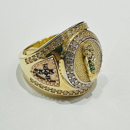 10K GOLD SAINT JUDE RING WITH CZ STONES- WEIGHT: 7.5gm