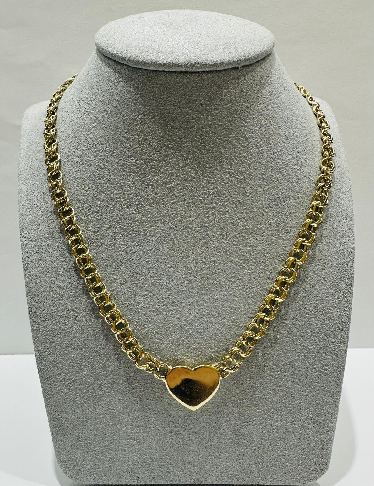 10K GOLD CHINO LINK  HEART CHAIN- 16"  5.65mm  18.9gm