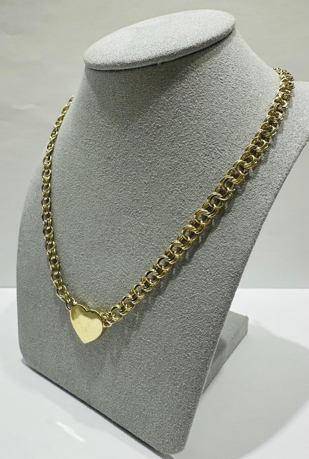 10K GOLD CHINO LINK  HEART CHAIN- 16"  5.65mm  18.9gm