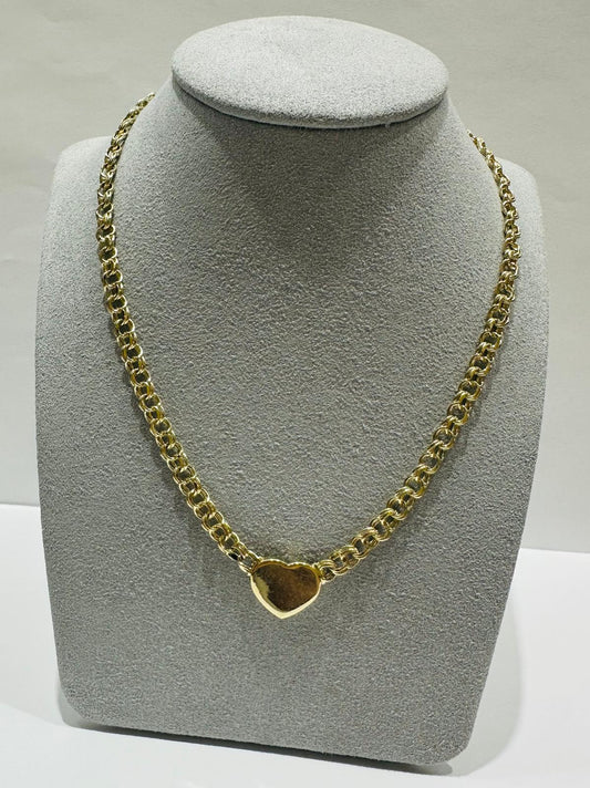 10K GOLD CHINO LINK HEART CHAIN- 20"  4.68mm  17.2gm