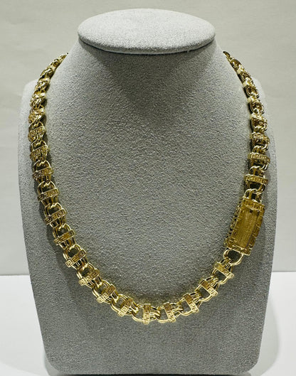 10K GOLD T BONE LINK CHAIN- 22"  9.88mm  70.3gm