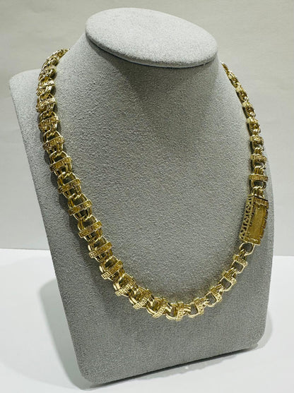 10K GOLD T BONE LINK CHAIN- 22"  9.88mm  70.3gm