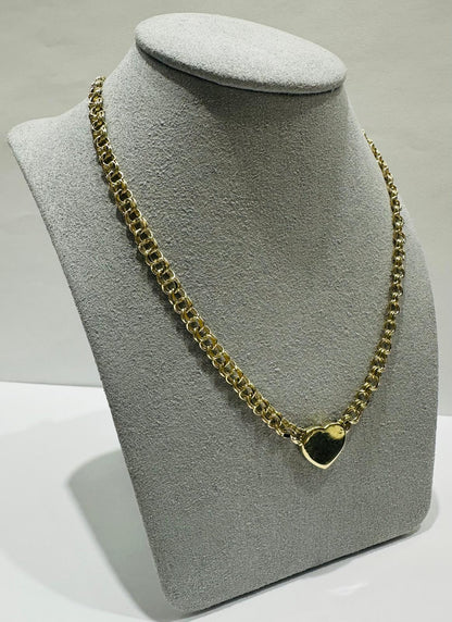 10K GOLD CHINO LINK HEART CHAIN- 20"  4.68mm  17.2gm