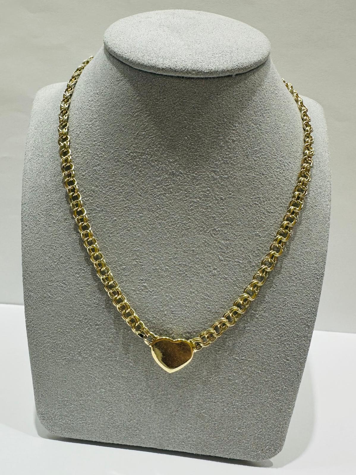10K GOLD HEART CHINO LINK CHAIN- 22"  4.75mm  19.4gm