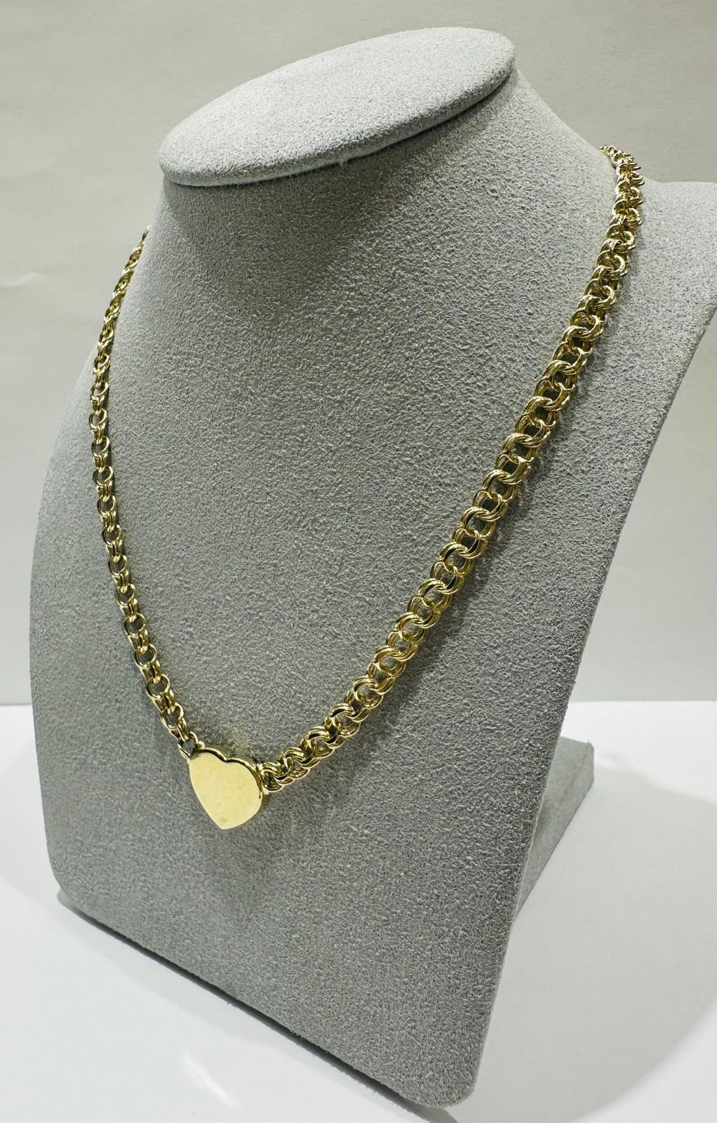 10K GOLD HEART CHINO LINK CHAIN- 22"  4.75mm  19.4gm