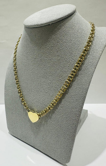 10K GOLD HEART CHINO LINK CHAIN- 22"  4.75mm  19.4gm