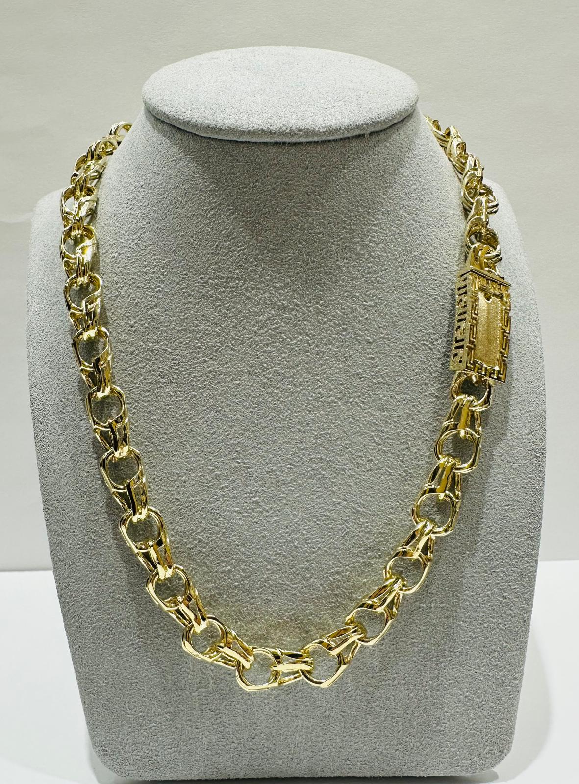 10K GOLD GREEK CHINO LINK CHAIN- 22"  9.75mm   73.8gm