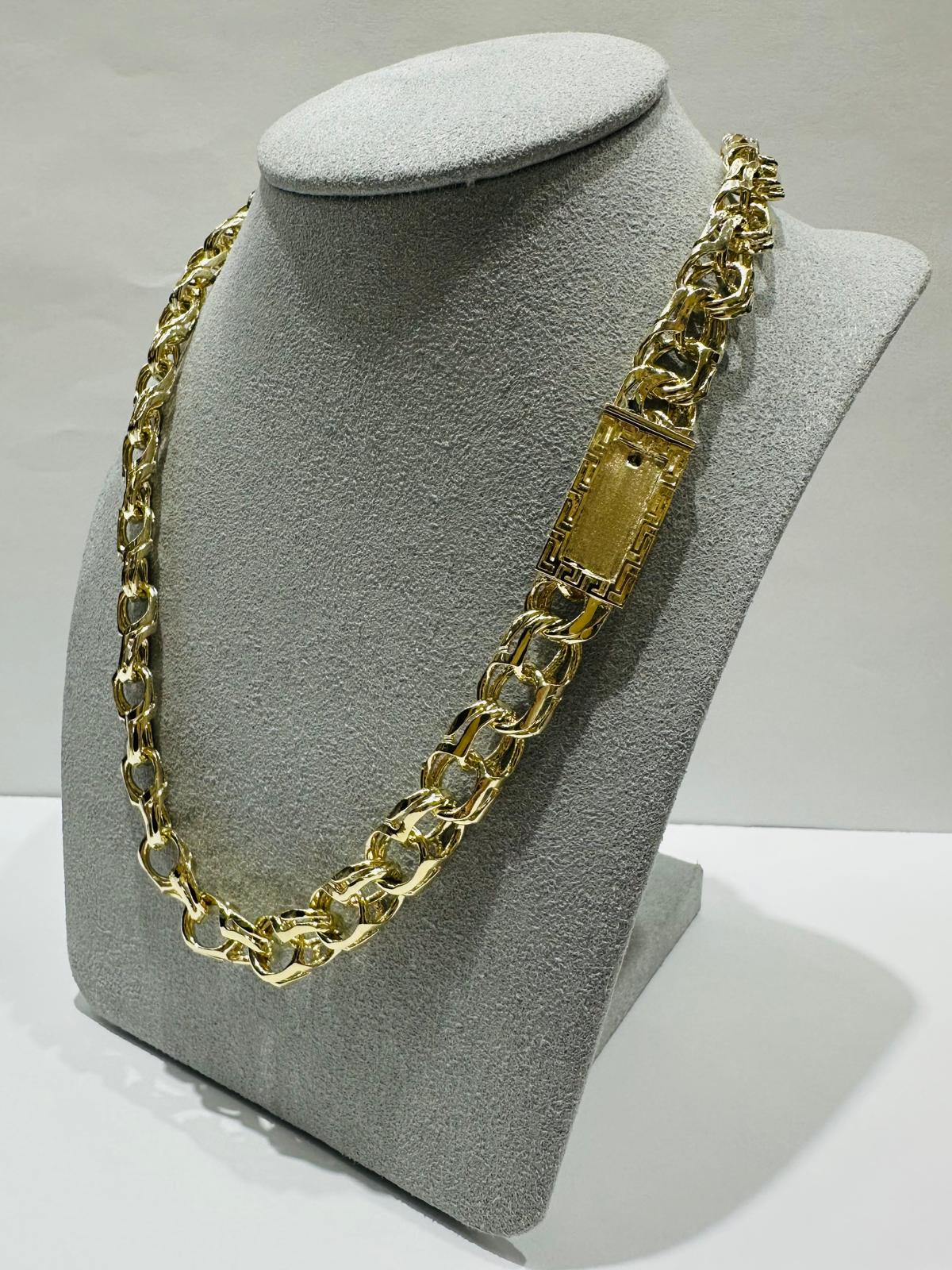 10K GOLD GREEK CHINO LINK CHAIN- 22"  9.75mm   73.8gm
