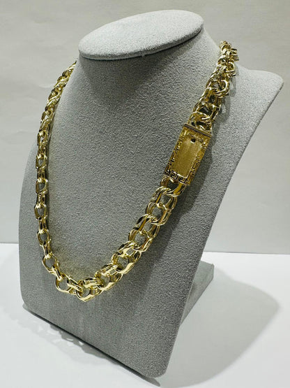 10K GOLD GREEK CHINO LINK CHAIN- 22"  9.75mm   73.8gm