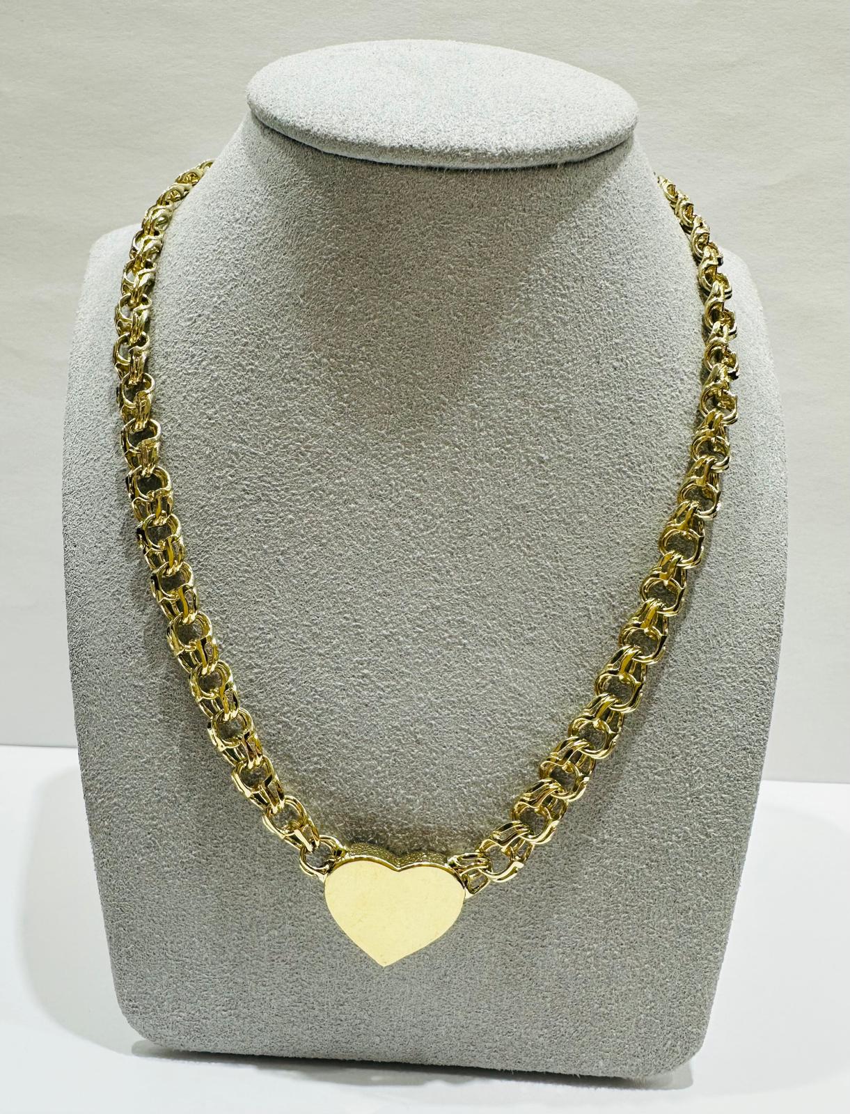 10K GOLD HEART CHINO LINK CHAIN- 18"  7.00mm  33.3gm