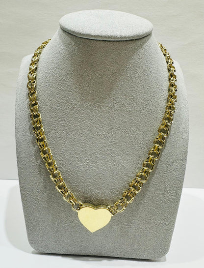 10K GOLD HEART CHINO LINK CHAIN- 18"  7.00mm  33.3gm