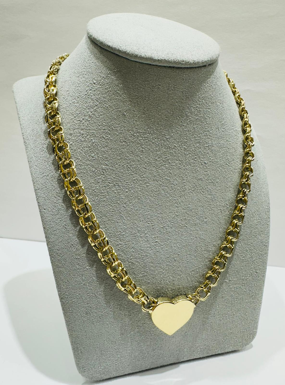 10K GOLD HEART CHINO LINK CHAIN- 18"  7.00mm  33.3gm