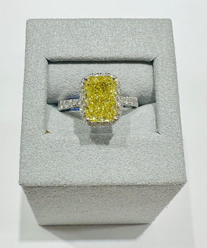 14K GOLD LAB GROWN YELLOW  RADT DIAMOND RING-  4.00CT