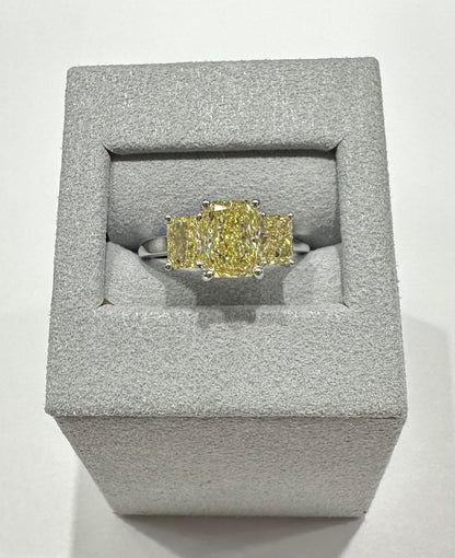 14K GOLD LAB GROWN RADIANT YELLOW DIAMOND RING-  2.50CT