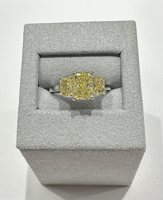 14K GOLD LAB GROWN RADIANT YELLOW DIAMOND RING-  2.50CT