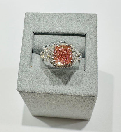 14K GOLD LAB GROWN PINK VS2 DIAMOND RING-  4.75CT