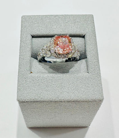 14K GOLD LAB GROWN PINK VS2 DIAMOND RING-  4.75CT