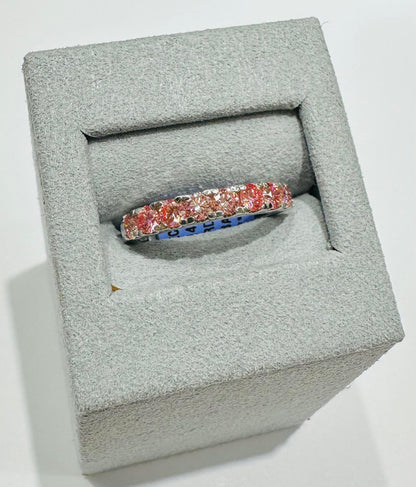 14K GOLD LAB GROWN PINK BAND DIAMOND RING-  1CT