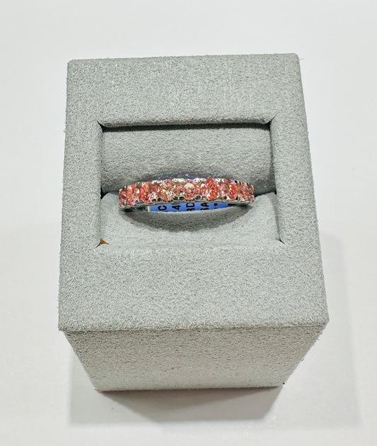 14K GOLD LAB GROWN PINK BAND DIAMOND RING-  1CT