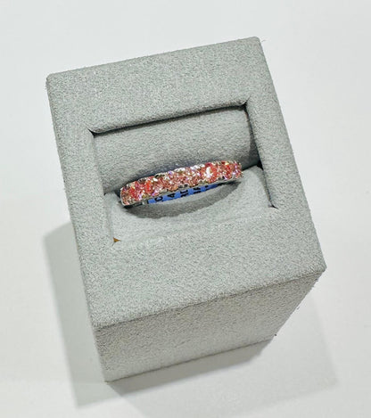 14K GOLD LAB GROWN PINK BAND DIAMOND RING-  1CT
