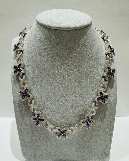 SILVER MOISSANITE BUTTERFLY NECKLACE VVS 9.50CTW  12mm  18"