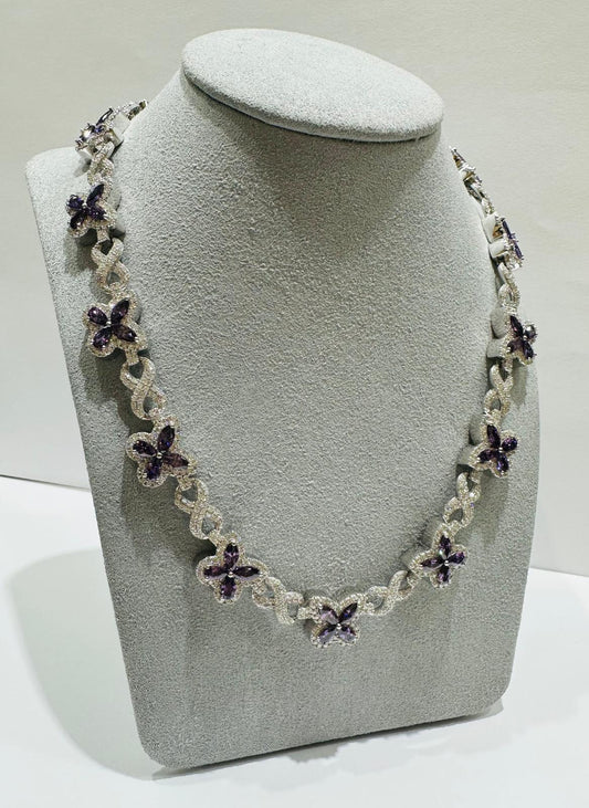 SILVER MOISSANITE BUTTERFLY NECKLACE VVS 9.50CTW  12mm  18"