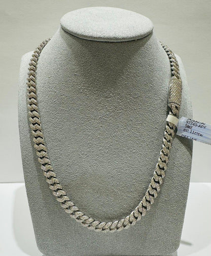 SILVER MOISSANITE NECKLACE VVS   12.47CTW   8mm   20"